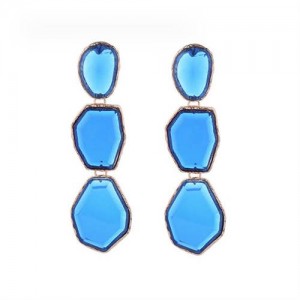 Irregular Geometric Resin Gem Combo Dangle Design Wholesale Party Fashion Earrings - Blue