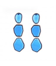 Irregular Geometric Resin Gem Combo Dangle Design Wholesale Party Fashion Earrings - Blue