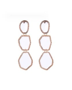 Irregular Geometric Resin Gem Combo Dangle Design Wholesale Party Fashion Earrings - White