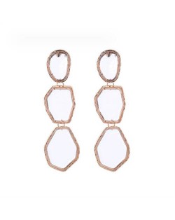 Irregular Geometric Resin Gem Combo Dangle Design Wholesale Party Fashion Earrings - White