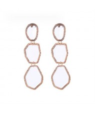 Irregular Geometric Resin Gem Combo Dangle Design Wholesale Party Fashion Earrings - White