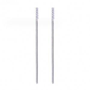 Rhinestone Embellished Long Tassel Design Wholesale Fashion Earrings - Silver