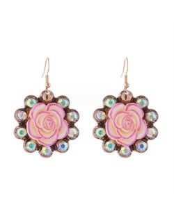 Rhinestone and Resin Flower Design Wholesale Dangle Fashion Earrings