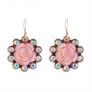 Rhinestone and Resin Flower Design Wholesale Dangle Fashion Earrings