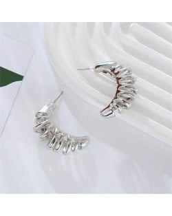 Unique Vintage Arch Spring Design Wholesale Women Stud Earrings - Silver