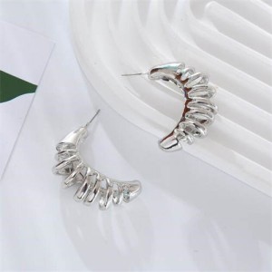 Unique Vintage Arch Spring Design Wholesale Women Stud Earrings - Silver