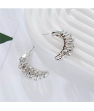 Unique Vintage Arch Spring Design Wholesale Women Stud Earrings - Silver