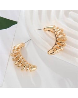 Unique Vintage Arch Spring Design Wholesale Women Stud Earrings - Golden