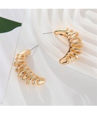 Unique Vintage Arch Spring Design Wholesale Women Stud Earrings - Golden