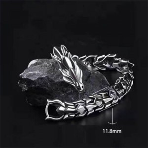 Vintage Dragon Design Alloy Wholesale Men's Bracelet - Silver