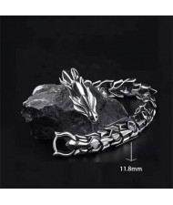 Vintage Dragon Design Alloy Wholesale Men's Bracelet - Silver