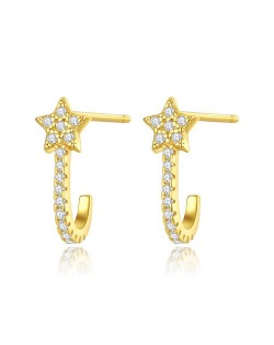 Fine Jewelry Bling Cubic Zirconia Star Design Fashion Wholesale 925 Sterling Silver Earrings - Silver