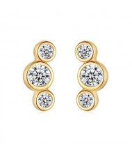 Fine Jewelry Cubic Zirconia Simple Ear Studs Fahion Wholesale 925 Sterling Silver Earrings - Golden