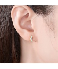 Fine Jewelry Cubic Zirconia Simple Ear Studs Fahion Wholesale 925 Sterling Silver Earrings - Golden