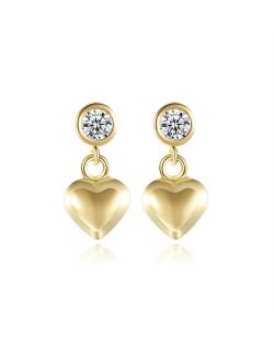 Fine Jewelry Cubic Zirconia Simple Ear Studs Fahion Wholesale 925 Sterling Silver Earrings - Golden