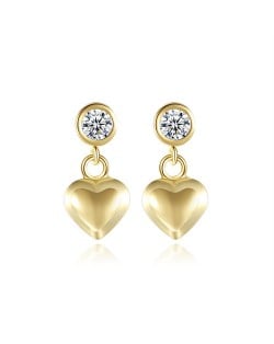 Fine Jewelry Cubic Zirconia Simple Ear Studs Fahion Wholesale 925 Sterling Silver Earrings - Golden