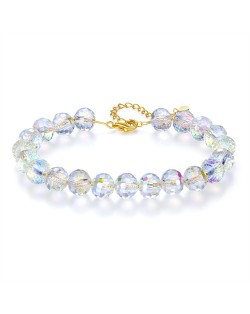 Fine Jewelry Crystal Beed Wholesale Fashion Women 925 Sterling Silver Bracelet - Golden