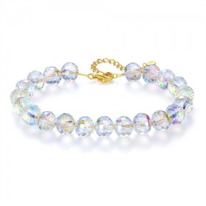 Fine Jewelry Crystal Beed Wholesale Fashion Women 925 Sterling Silver Bracelet - Golden