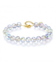 Fine Jewelry Crystal Beed Wholesale Fashion Women 925 Sterling Silver Bracelet - Golden