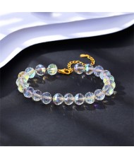 Fine Jewelry Crystal Beed Wholesale Fashion Women 925 Sterling Silver Bracelet - Golden