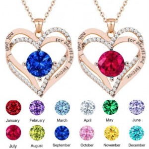 Colorful Zirconia Embellished Dual Hearts Pendant Golden Wholesale Costume Necklace