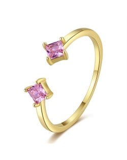 Fine Jewelry Pink Cubic Zirconia Fashion Open-end Wholesale Women 925 Sterling Silver Ring