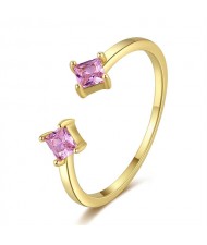 Fine Jewelry Pink Cubic Zirconia Fashion Open-end Wholesale Women 925 Sterling Silver Ring