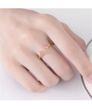 Fine Jewelry Pink Cubic Zirconia Fashion Open-end Wholesale Women 925 Sterling Silver Ring