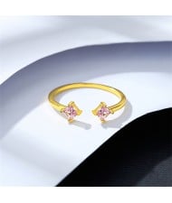 Fine Jewelry Pink Cubic Zirconia Fashion Open-end Wholesale Women 925 Sterling Silver Ring