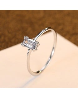 Exquisite Simple Design Shiny Cubic Zirconia 925 Sterling Silver Women Wedding Ring