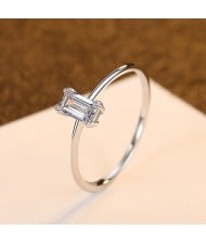 Exquisite Simple Design Shiny Cubic Zirconia 925 Sterling Silver Women Wedding Ring