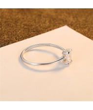 Exquisite Simple Design Shiny Cubic Zirconia 925 Sterling Silver Women Wedding Ring