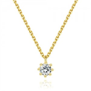 Wedding Jewelry Cubic Zirconia Classic Simple Six-claw Pendant Wholesale Fashion Women 925 Sterling Silver Necklace