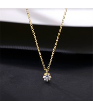 Wedding Jewelry Cubic Zirconia Classic Simple Six-claw Pendant Wholesale Fashion Women 925 Sterling Silver Necklace
