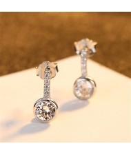 Wedding Jewelry Round Shape Cubic Zirconia Fahion Wholesale 925 Sterling Silver Earrings - Silver