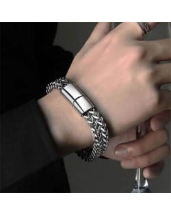 Punk Fashion Hiphop Style Stainless Steel Wholesale Men's Chain Bracelet - Silver