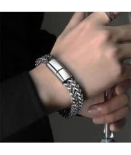 Punk Fashion Hiphop Style Stainless Steel Wholesale Men's Chain Bracelet - Silver