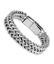 Punk Fashion Hiphop Style Stainless Steel Wholesale Men's Chain Bracelet - Silver