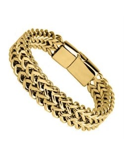 Punk Fashion Hiphop Style Stainless Steel Wholesale Men's Chain Bracelet - Golden