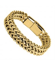 Punk Fashion Hiphop Style Stainless Steel Wholesale Men's Chain Bracelet - Golden