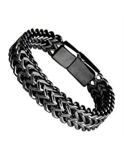 Punk Fashion Hiphop Style Stainless Steel Wholesale Men's Chain Bracelet - Black