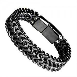 Punk Fashion Hiphop Style Stainless Steel Wholesale Men's Chain Bracelet - Black