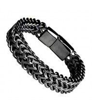 Punk Fashion Hiphop Style Stainless Steel Wholesale Men's Chain Bracelet - Black