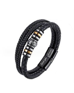 Folk Style Stainless Steel Wholesale Men's Weaving Rope Bracelet