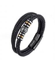 Folk Style Stainless Steel Wholesale Men's Weaving Rope Bracelet