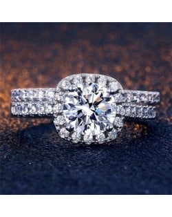 Luxurious Super Shining Fashion Square Cubic Zirconia Women Engagement Ring