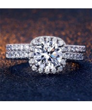 Luxurious Super Shining Fashion Square Cubic Zirconia Women Engagement Ring