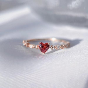 Red Heart Cubic Zirconia Women Zinc Alloy Wholesale Fashion Ring - Rose Gold