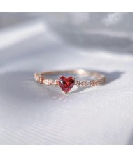 Red Heart Cubic Zirconia Women Zinc Alloy Wholesale Fashion Ring - Rose Gold