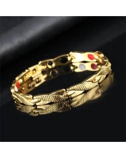 Dragon Skin Design Cool Fashion Alloy Wholesale Men's Bracelet - Golden